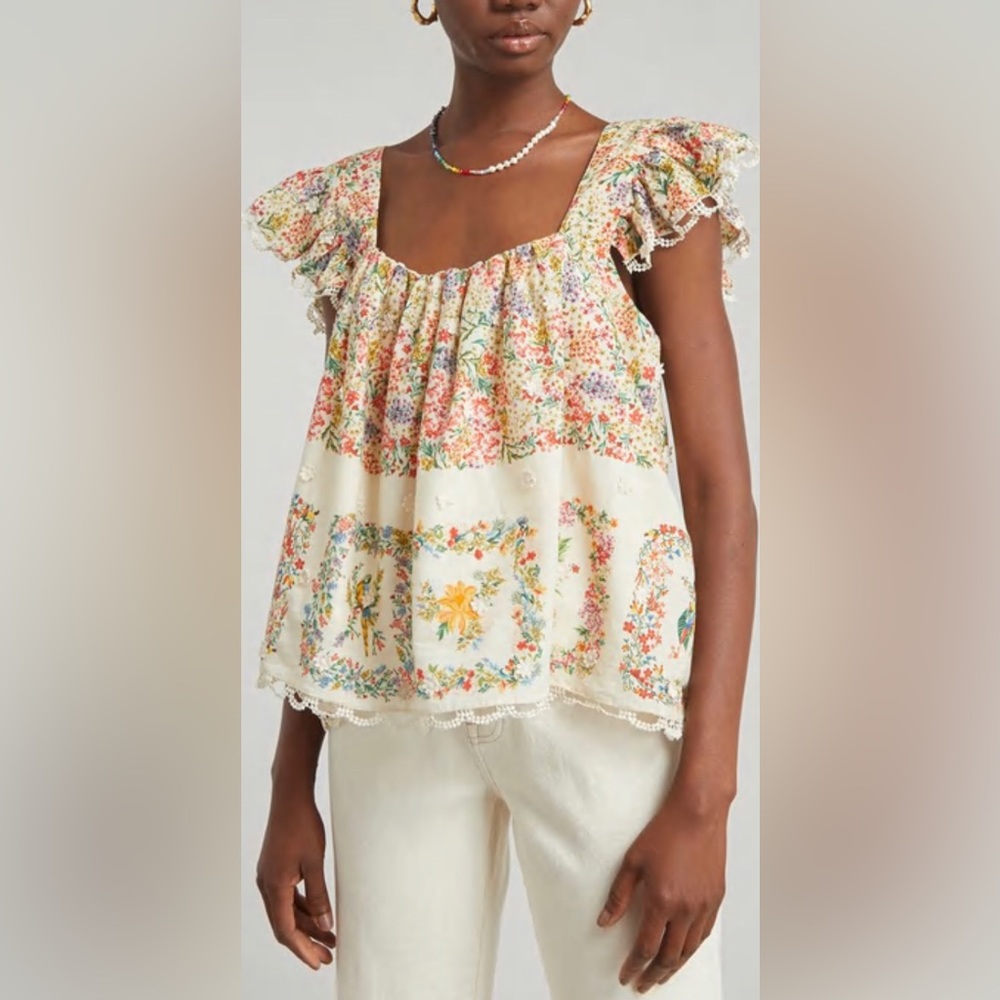 Delicate Forest Scarves Blouse by Farm Rio NWT